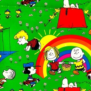 Vintage Charlie Brown and Friends Rainbow Flat Wrapping Paper